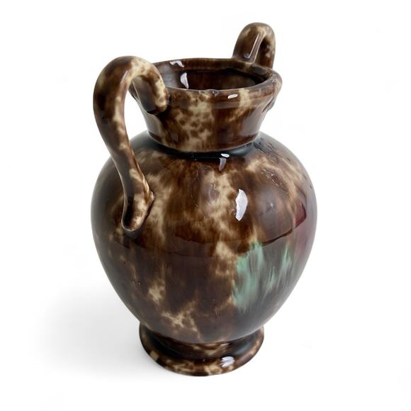 Brown Drip Glaze Ceramic Vase Art Pottery Double Handle Glossy 5 Inch Tall Vtg - Picture 6 of 15